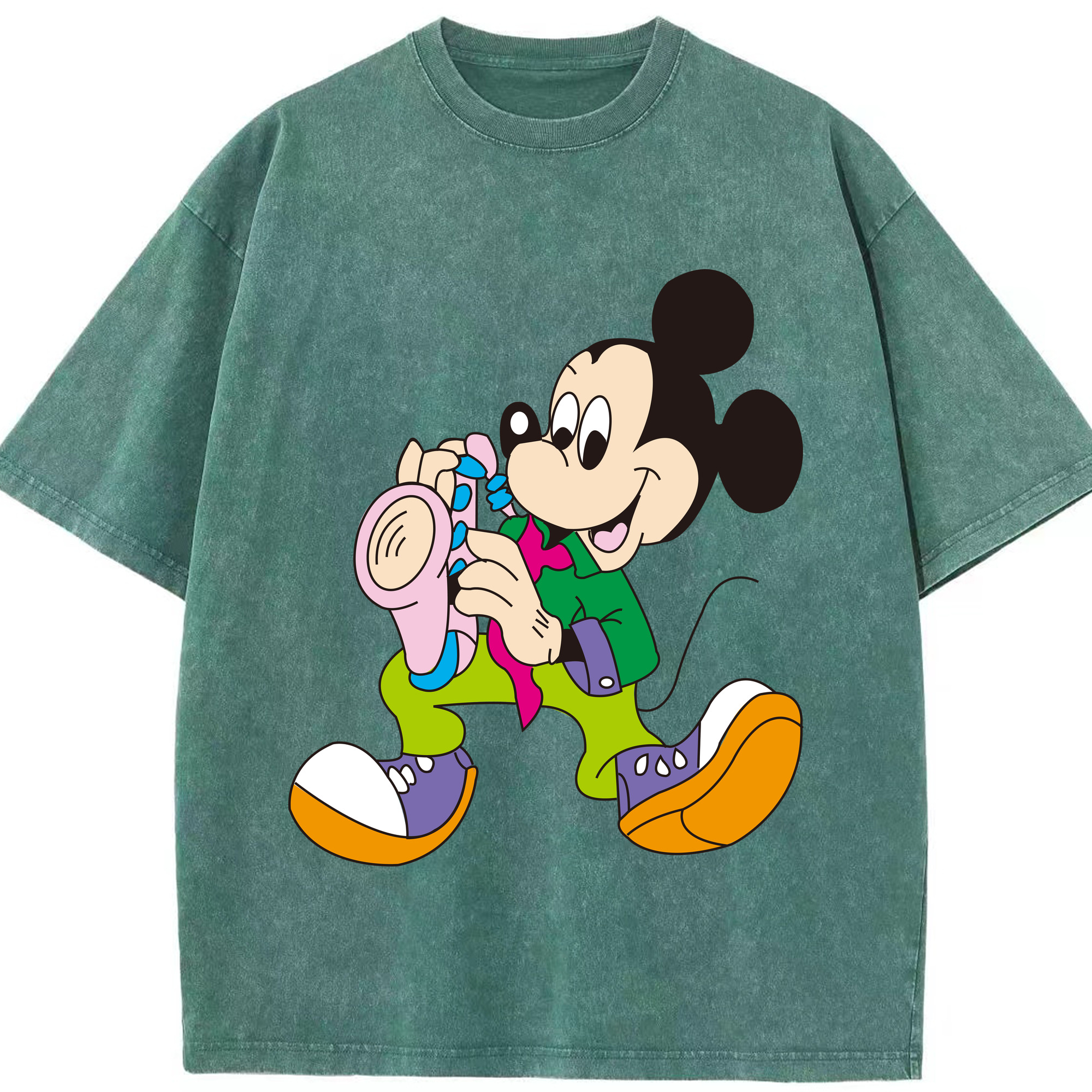 （画像用） ミッキーマウス Mickey Mouse 綿100% ヴィンテージ風 半袖Tシャツ（フロントプリント）